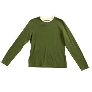 Sz S Unisex Kids/Women Long sleeves T shirt, Made in Switzerland, Military Green